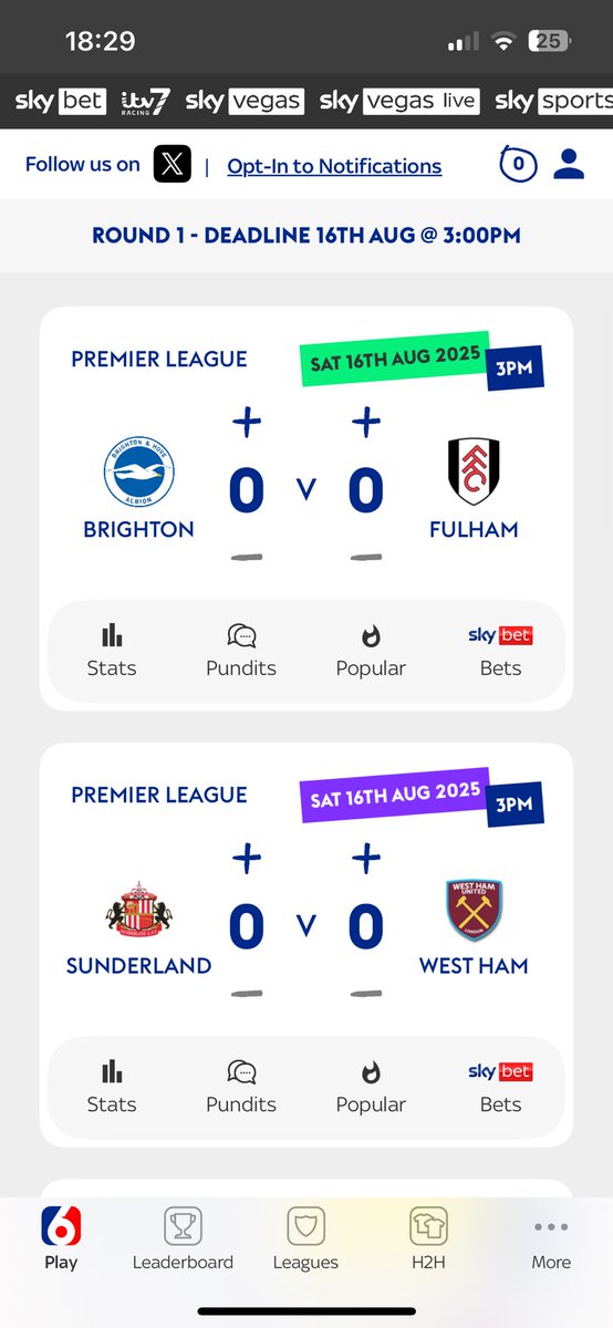 Super 6 is now open. 90 in league - £1800 in pot. All prizes paid out. 

Not too late to join, if you’ve already sent me £20. DM for league pin.