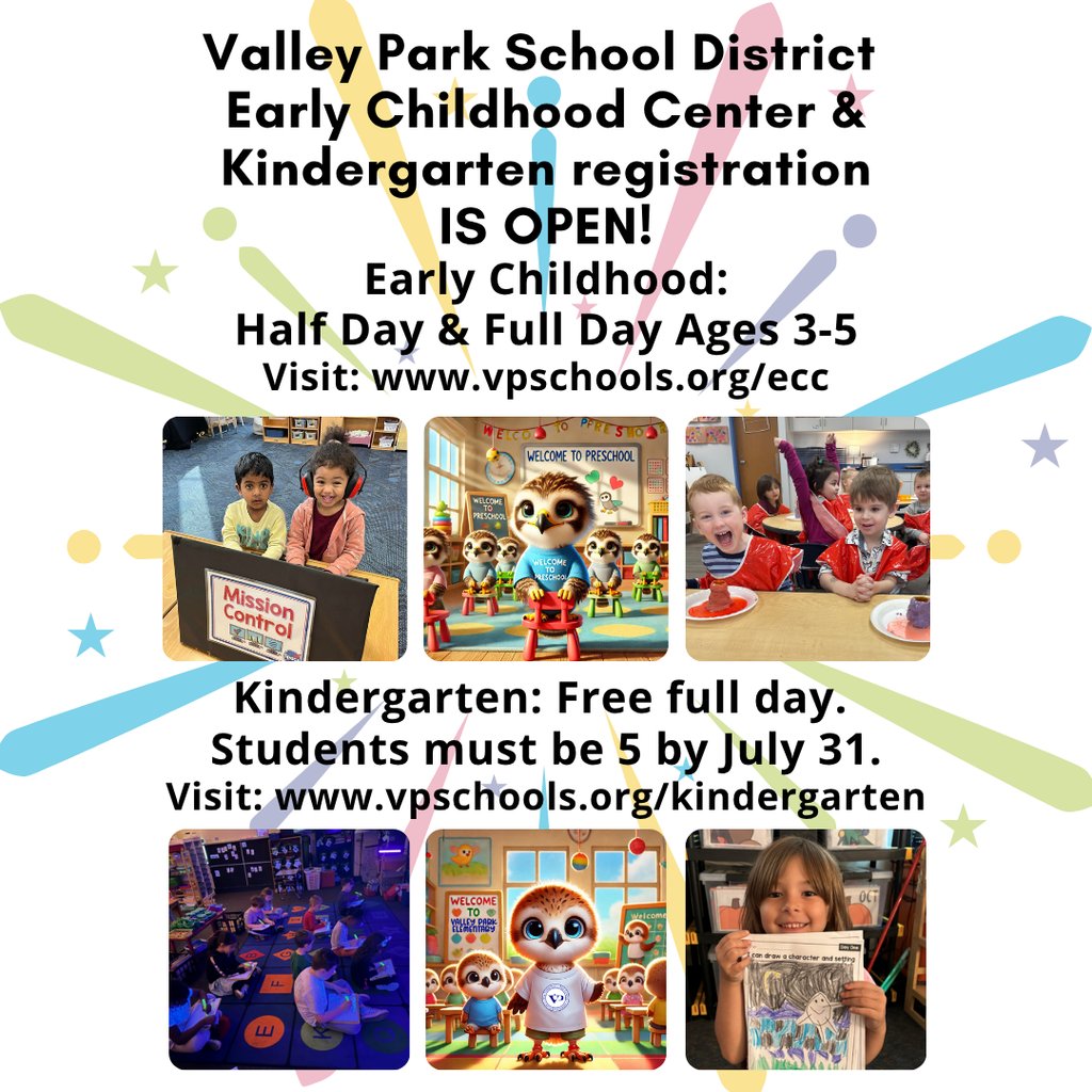 ValleyParkSD's tweet image. 🎉 Enrollment is open for 2025–26!
👧 EC (3–5): Half &amp;amp; full-day
🎒 K: Free full-day (5 by July 31)
Get started here:
👉 vpschools.org/ecc
👉 vpschools.org/kindergarten
#VPPride #FutureHawks
