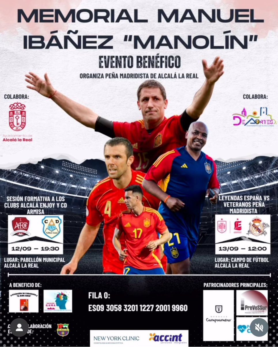 Leyendas España (@leyendasespana) on Twitter photo 📝En septiembre doble jornada con Leyendas en <a href="/Alcala_la_Real/">Alcalá la Real</a>:
-Día 12 (19:30h.), formación a clubes Alcalá Enjoy y CD Armisa
-Día 13 (12:00h.) partido vs Veteranos Peña Madridista Alcalá la Real
-A beneficio de GAMA Depresión y Prevención del Suicidio y Cuidadoras ‘El Buen Amor’ 📝En septiembre doble jornada con Leyendas en <a href="/Alcala_la_Real/">Alcalá la Real</a>:
-Día 12 (19:30h.), formación a clubes Alcalá Enjoy y CD Armisa
-Día 13 (12:00h.) partido vs Veteranos Peña Madridista Alcalá la Real
-A beneficio de GAMA Depresión y Prevención del Suicidio y Cuidadoras ‘El Buen Amor’