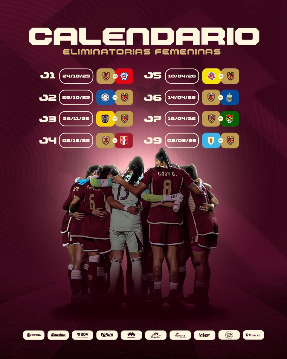FemeninoFVF's tweet image. 𝙇𝙞𝙨𝙩𝙖𝙨 𝙥𝙖𝙧𝙖 𝙡𝙖 𝘾𝙊𝙉𝙈𝙀𝘽𝙊𝙇 𝙇𝙞𝙜𝙖 𝙙𝙚 𝙉𝙖𝙘𝙞𝙤𝙣𝙚𝙨 𝙁𝙚𝙢𝙚𝙣𝙞𝙣𝙖 🙅‍♀️

Este es el calendario de la Vinotinto Femenina para las eliminatorias sudamericanas rumbo al Mundial Brasil 2027 📆🙌

#SiempreVinotinto 🇻🇪