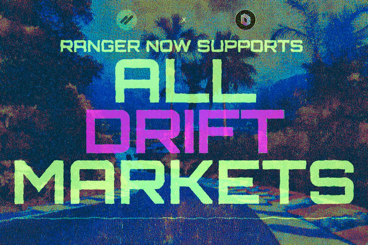 ranger_finance's tweet photo. You can now trade 61 markets from @DriftProtocol on Ranger.

Not just $BTC, $ETH, or $SOL — we’ve got alts for days. https://t.co/V7xafexz5p