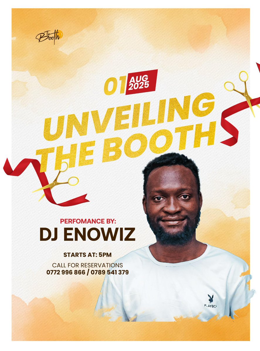 We are getting #TheBooth a little loud this Friday! 🔥

Thoughts of cutting the ribbon and turning up the volume 🎶

<a href="/DeejMats/">Ma Taa Yoo 📀🎚️💿 🇺🇬</a> || <a href="/djenowiz/">nyende</a> : bringing beats that match the flavour 🥂

For reservations👉;unveilingthebooth.rsvpify.com/?securityToken…

#TheBoothExperience 
#VisitRolexBooth