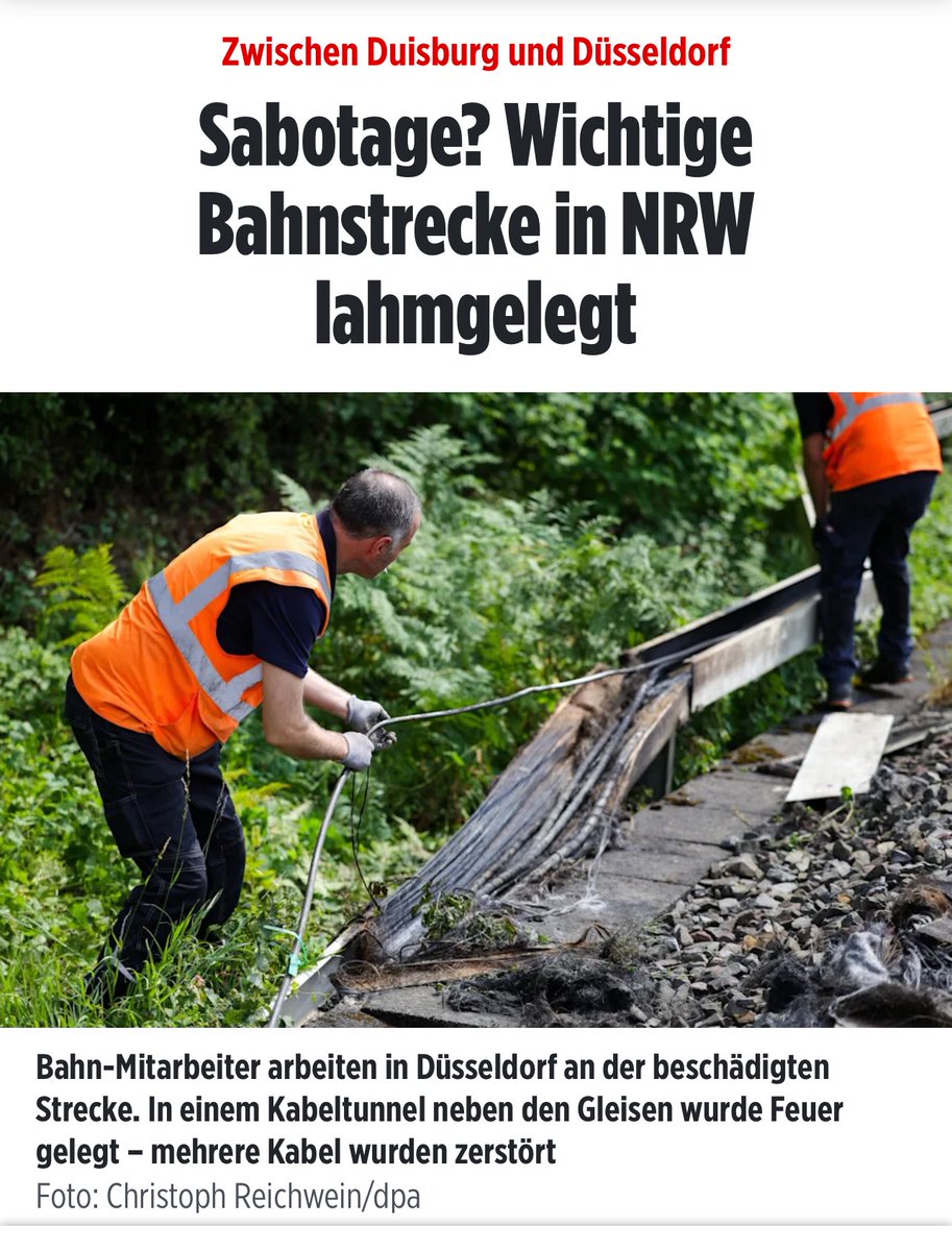 „Wichtige Bahnstrecke“: Die Polizei geht von Sabotage aus.

Link: m.bild.de/news/zwischen-…