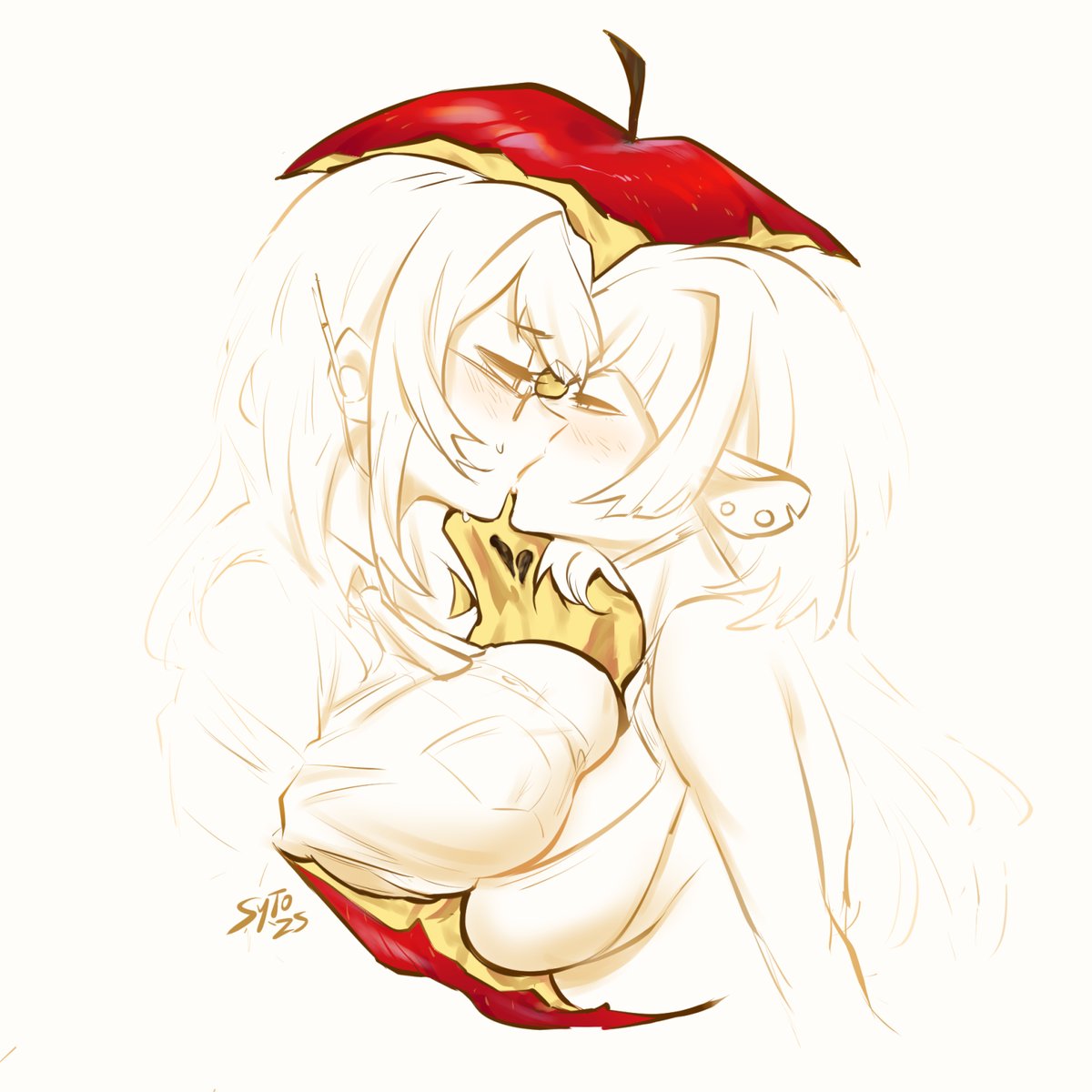 Apple trend but I also wanted to draw Yanagi and Jane boob squish so there's barely any apple left
 #appletrend