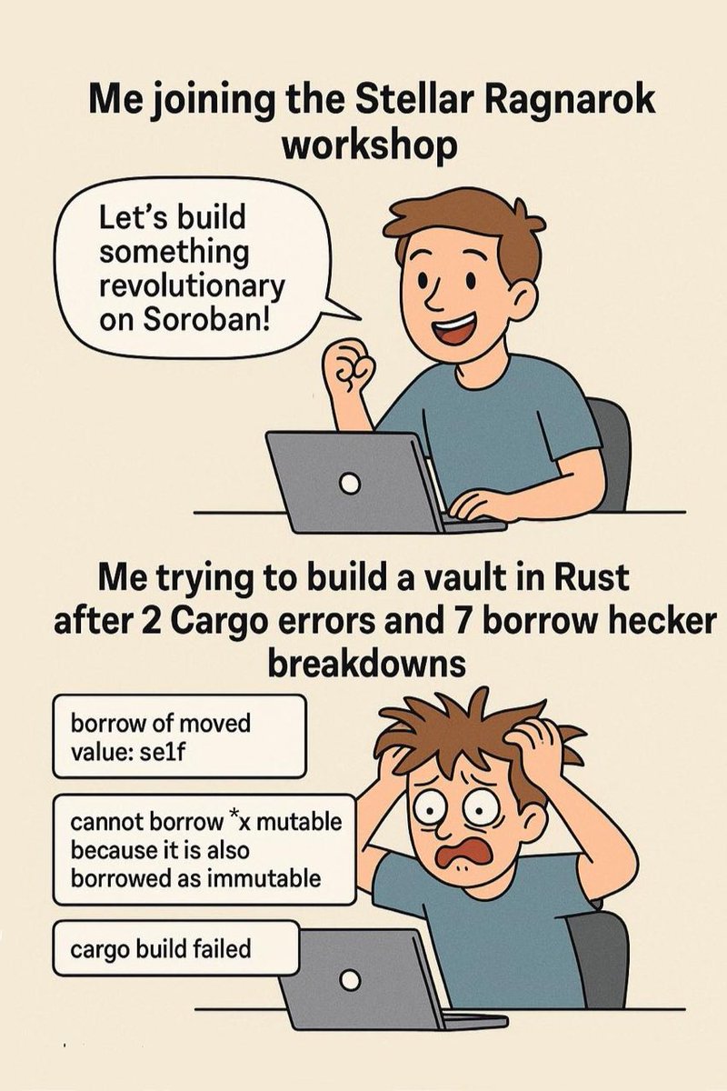 vyakhyaagoyal's tweet photo. thought iโd be building cool stuff after week 2
turns out iโm just fighting invisible bugs and my own will to continue๐ญ๐ป
@StellarIndia @VidarbhaDao
#StellarRagnarok #RustLang #DoctorDeploy #Web3Squad https://t.co/U5X1DB6gg1