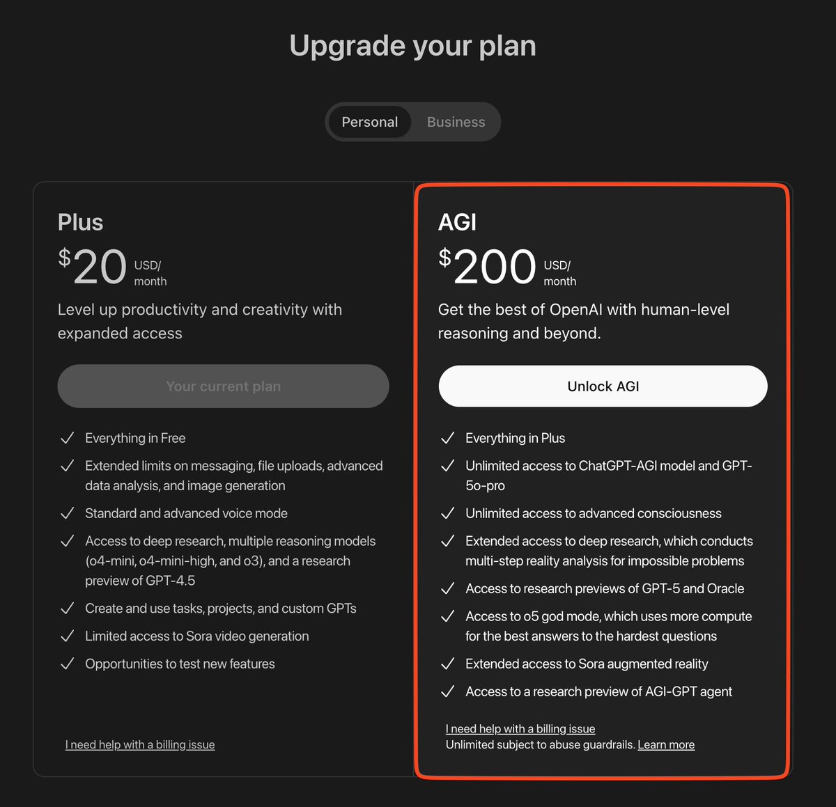you can get access to AGI for $200/mo