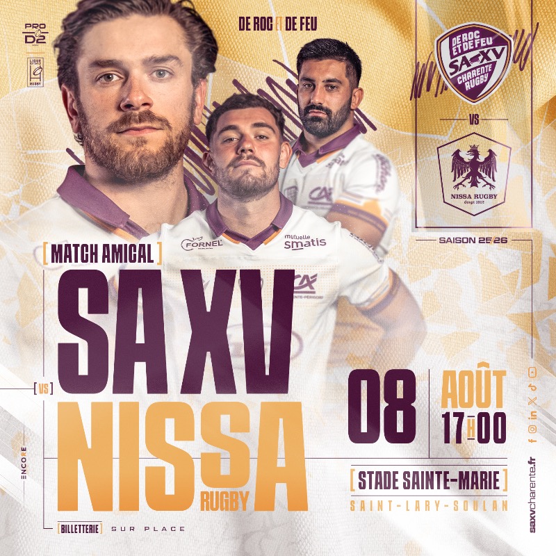 𝙋𝙧𝙚𝙢𝙞𝙚𝙧 𝙩𝙚𝙨𝙩 🫡
À l'occasion du stage à Saint Lary , nos violets réaliseront leur premier test face au Stade Niçois le 𝘃𝗲𝗻𝗱𝗿𝗲𝗱𝗶 𝟴 𝗮𝗼𝘂̂𝘁 𝗮̀ 𝟭𝟳𝗵 au stade Sainte-Marie ! 🤩
🎟️ Billetterie sur place