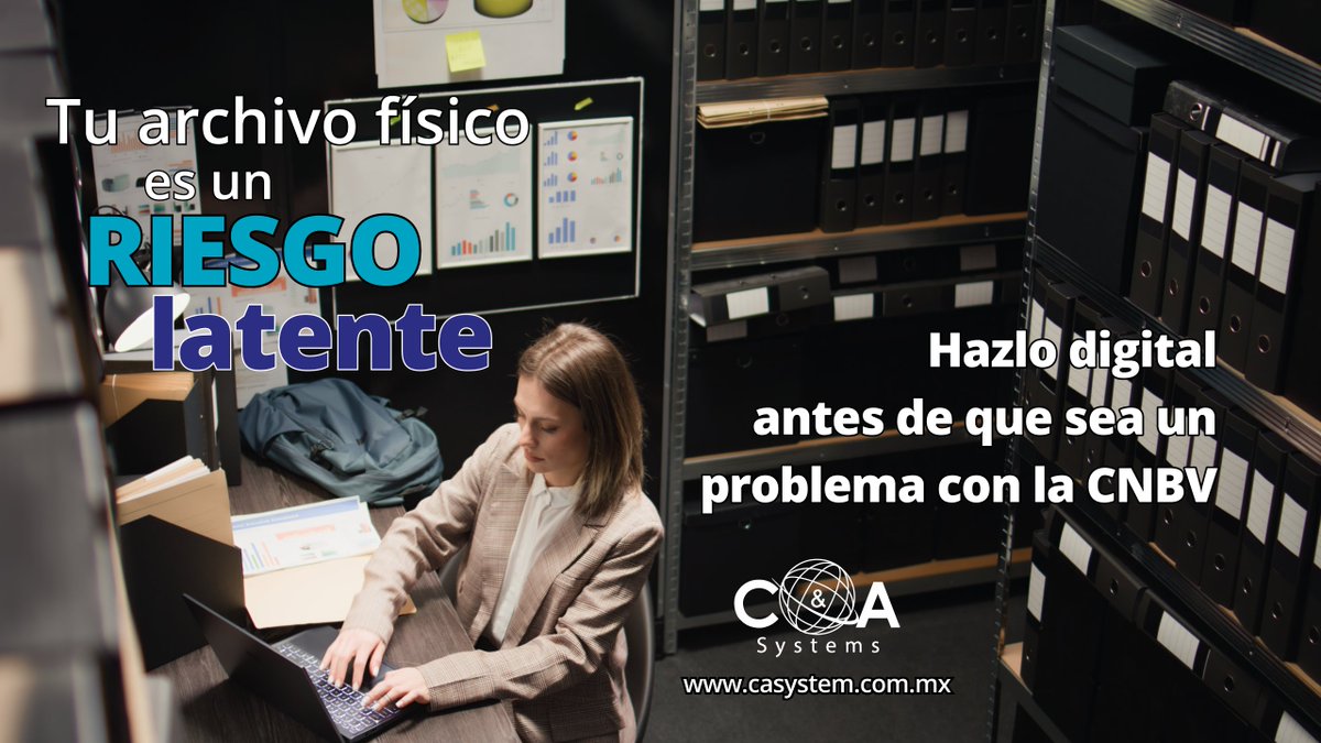 casystemsTI's tweet photo. ¿Aún tienes archivos físicos acumulando polvo? 
Ese archivo es un riesgo latente y podría complicarte ante la CNBV. 

Conoce más aquí: https://t.co/6fph85fTgp

¡Cuéntanos tu avance o dudas sobre la digitalización! 🗃️💻 https://t.co/G6BjK3zTiF