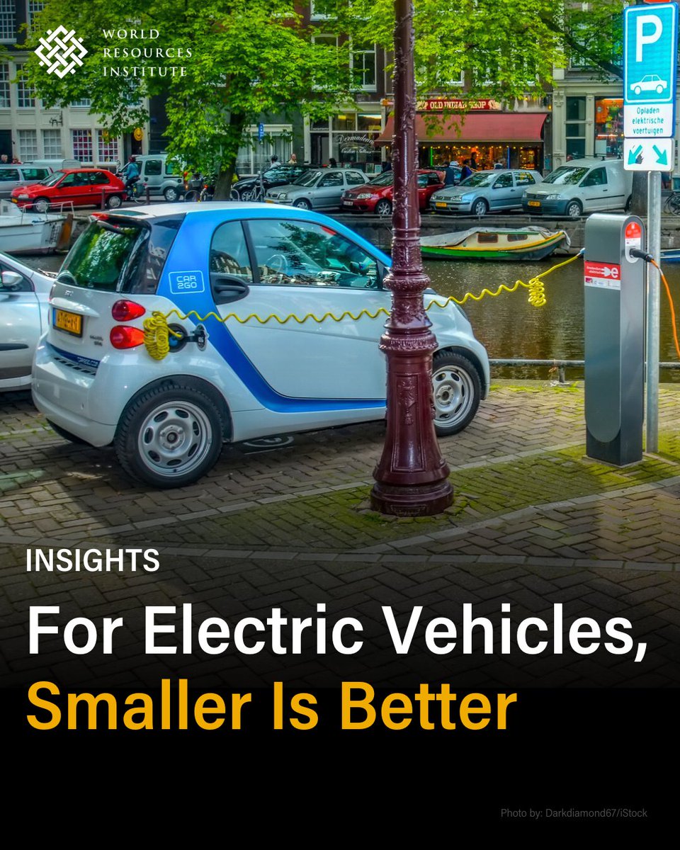 🔌🚙Does EV size matter? 

All electric vehicles are better for the climate than gas-powered cars. But the share of small EVs is shrinking as buyers opt for electric pick-up trucks and SUVs. 

A shift toward larger EVs can strain energy systems &amp; increase demand for scarce