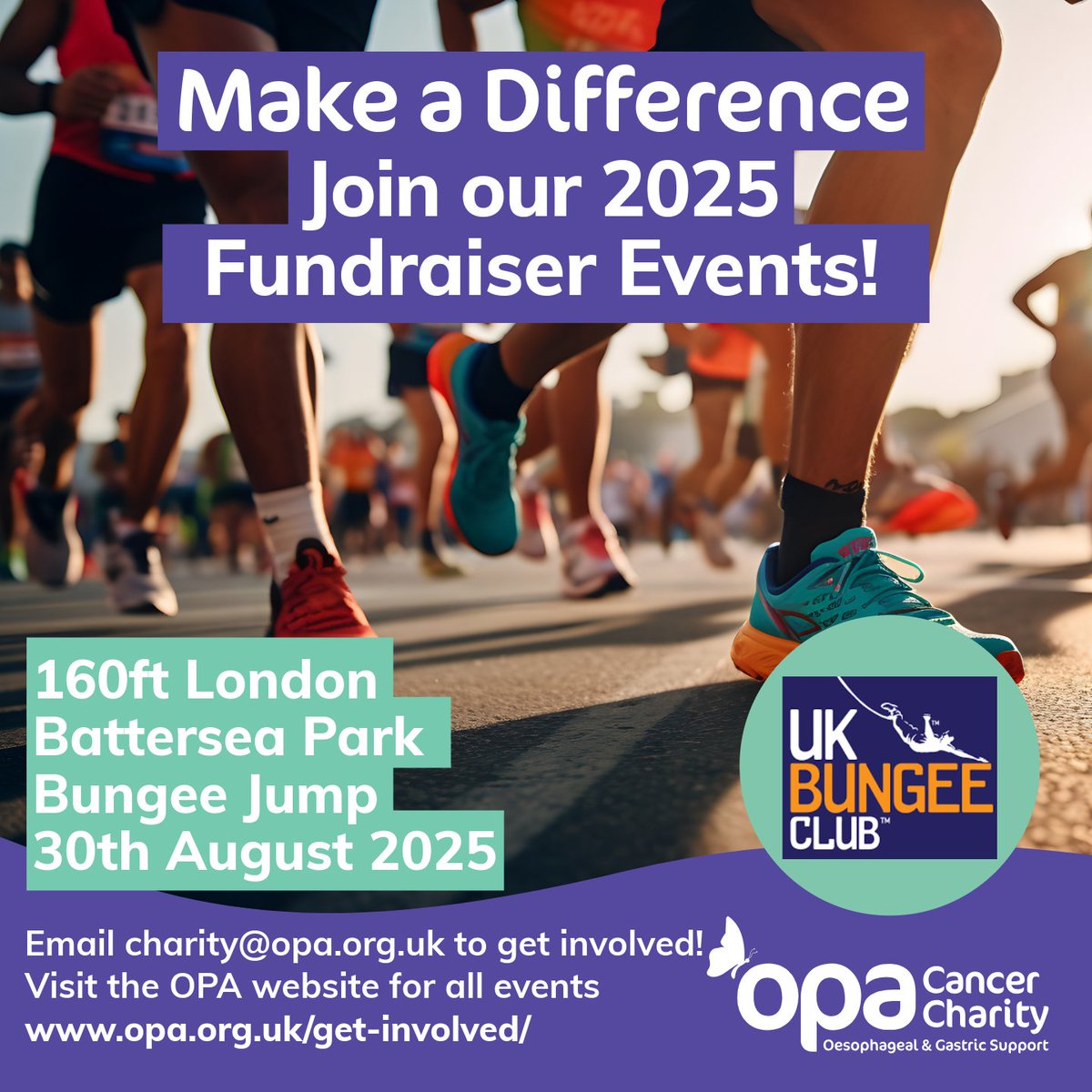 OPA (@opa_uk) on Twitter photo Are you interested in taking part in the 160ft London Battersea Park Bungee Jump??
Email charity@opa.org.uk today, to secure your place!
#halfmarathon #fundraising #oesophagealcancer #gastriccancer #acidreflux #running #marathon Are you interested in taking part in the 160ft London Battersea Park Bungee Jump??
Email charity@opa.org.uk today, to secure your place!
#halfmarathon #fundraising #oesophagealcancer #gastriccancer #acidreflux #running #marathon