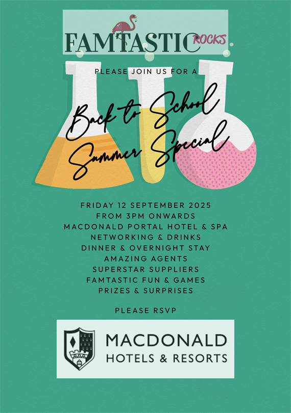 We've had to move our #Famtastic Special from 8 August to 12 September with the Macdonald Portal Hotel, so we're going Back to School. Join us for some fun education and fabulous Famtastic engagement! RSVP paula@cloud9em.co.uk