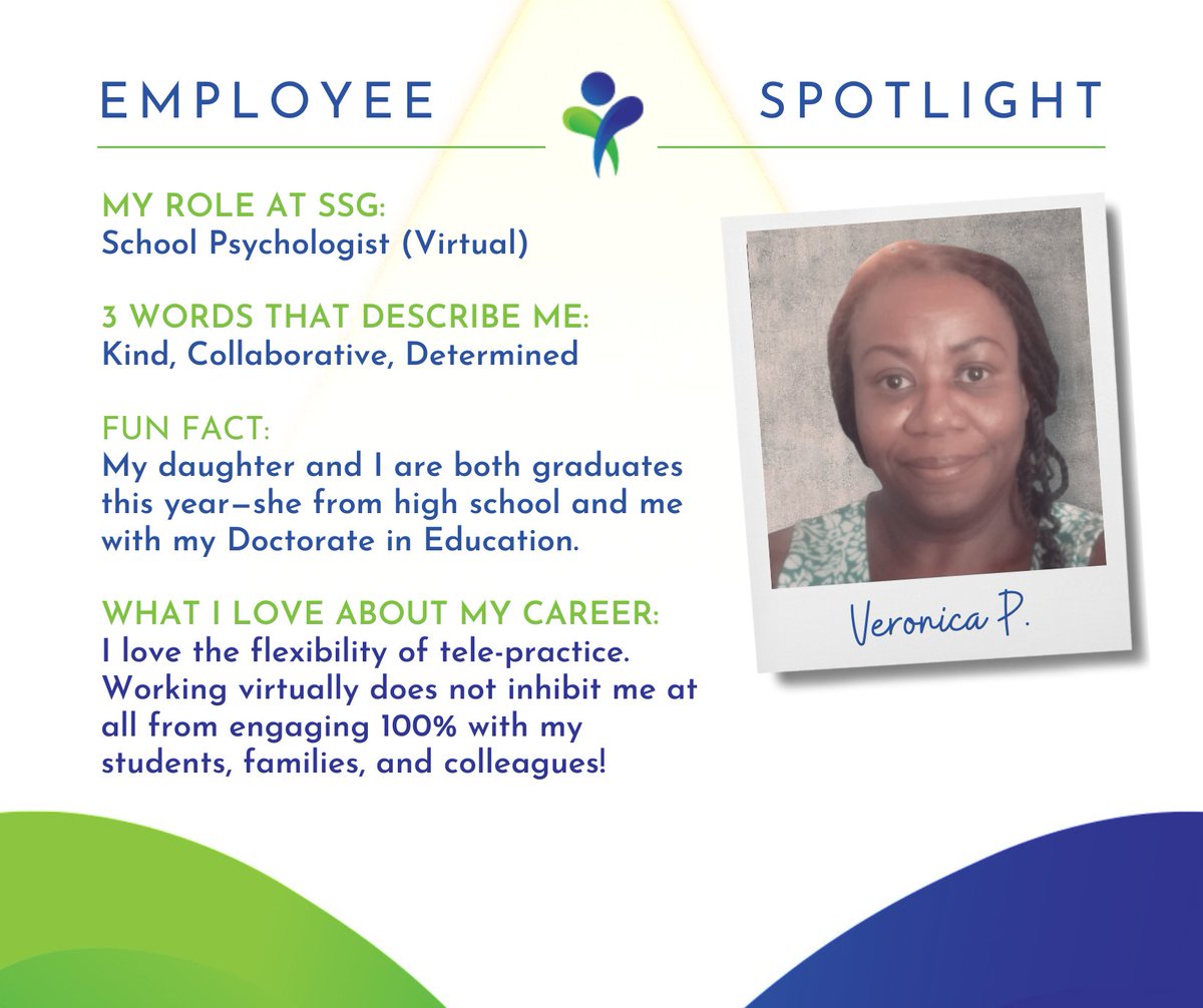 ✨ Employee Spotlight ✨

Meet Veronica, one of our School Psychologists!

...
#EmployeeSpotlight #TeamSpotlight #StaffSpotlight #EmployeeAppreciation #TransformingLivesTogether