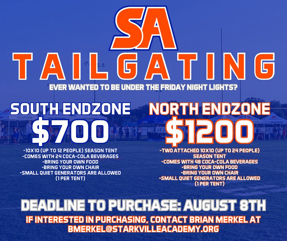 We are excited to announce that we will be continuing J.E. Logan Field Endzone Tailgating! The South Endzone package is $700 and the North Endzone package is $1200 for the season. Check out the graphic to see all that is included. Contact Brian Merkel to purchase today! #ChooseSA