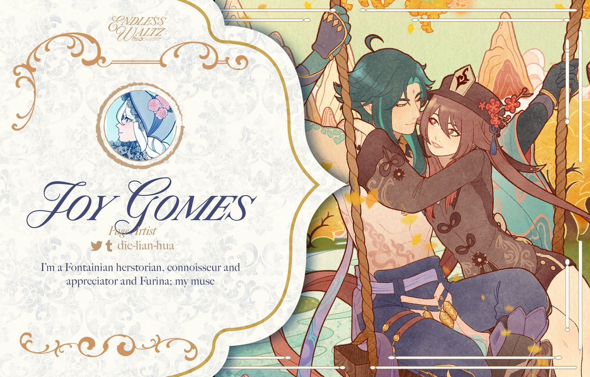 💧 CONTRIBUTOR SPOTLIGHT: Joy Gomes 💧

Put your hands together for our next Page Artist, @Die_Lian_Hua !
 
"I'm a Fontainian herstorian, connoisseur and appreciator and Furina; my muse" 🍂