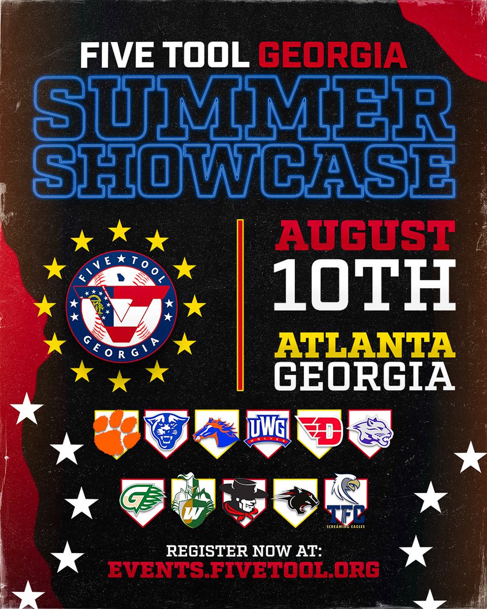 Five Tool Georgia (@fivetoolgeorgia) on Twitter photo 🚨SHOWCASE ALERT🚨
⚾️ <a href="/FiveTool/">Five Tool Baseball</a> Georgia Summer Showcase
🗓️August 10
📍Peach Tree Ridge HS | Atlanta, GA
REGISTER » events.fivetool.org/events/five-to… 🚨SHOWCASE ALERT🚨
⚾️ <a href="/FiveTool/">Five Tool Baseball</a> Georgia Summer Showcase
🗓️August 10
📍Peach Tree Ridge HS | Atlanta, GA
REGISTER » events.fivetool.org/events/five-to…