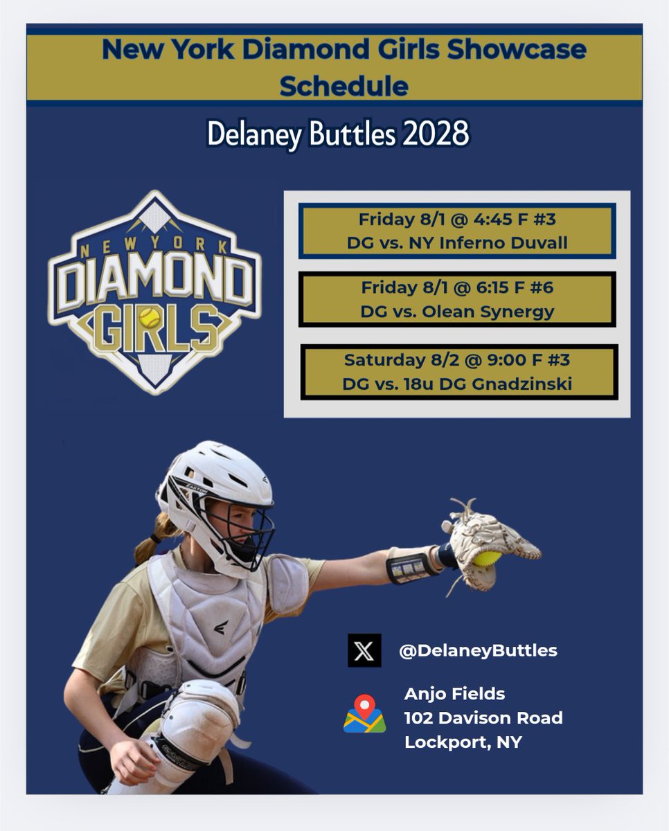 Delaney Buttles 2028 (@delaneybuttles) on Twitter photo One more weekend! Looking forward to competing and finishing the season strong with my teammates! <a href="/EastCoastFP/">East Coast Fastpitch Softball</a> <a href="/CoastRecruitsSB/">Coast Recruits 🥎</a> <a href="/PrepSoftball/">Prep Softball 🥎</a> <a href="/TopPreps/">SPORTS NEWS, VIDEOS, GRAPHICS, EXPOSURE & MORE</a> <a href="/SBRRetweets/">Softball Recruiting Reposts</a> <a href="/NiagaraSB/">Niagara Softball</a> <a href="/UBBullssoftball/">Buffalo Softball</a> <a href="/GriffsSoftball/">Canisius Softball</a> <a href="/CuseSB/">Syracuse Softball</a> <a href="/BinghamtonSOFT/">Binghamton Softball</a> <a href="/FisherSoftball/">FisherSoftball</a> One more weekend! Looking forward to competing and finishing the season strong with my teammates! <a href="/EastCoastFP/">East Coast Fastpitch Softball</a> <a href="/CoastRecruitsSB/">Coast Recruits 🥎</a> <a href="/PrepSoftball/">Prep Softball 🥎</a> <a href="/TopPreps/">SPORTS NEWS, VIDEOS, GRAPHICS, EXPOSURE & MORE</a> <a href="/SBRRetweets/">Softball Recruiting Reposts</a> <a href="/NiagaraSB/">Niagara Softball</a> <a href="/UBBullssoftball/">Buffalo Softball</a> <a href="/GriffsSoftball/">Canisius Softball</a> <a href="/CuseSB/">Syracuse Softball</a> <a href="/BinghamtonSOFT/">Binghamton Softball</a> <a href="/FisherSoftball/">FisherSoftball</a>