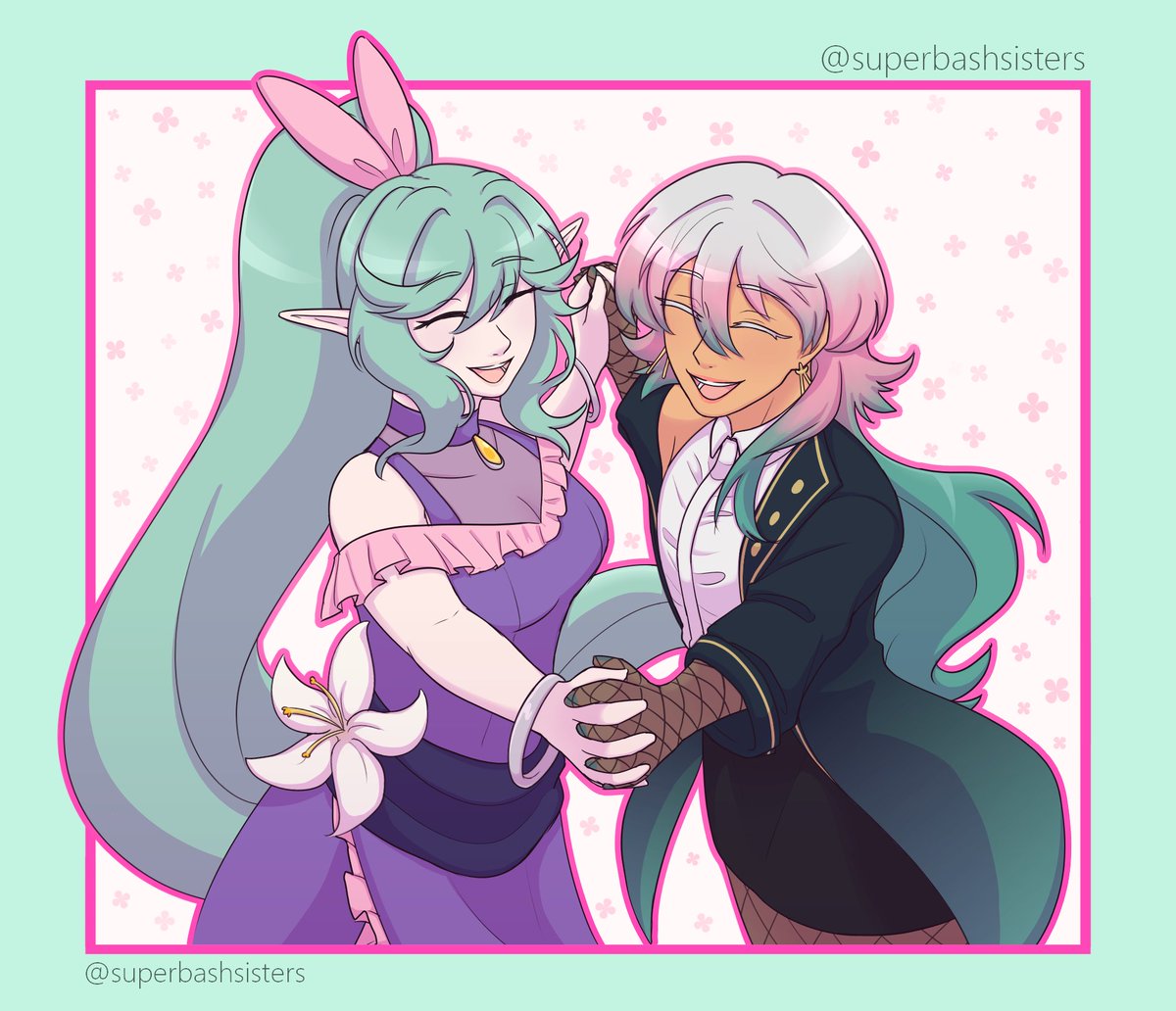 SuperBashSister's tweet photo. elysia for @erbluh3n (featuring anya) 🩷💚 https://t.co/5nrLN26OND