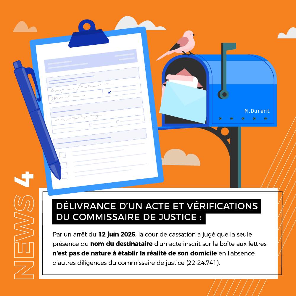 Les 4 actualités juridiques du mois d'août à ne pas manquer ! 📣

💊 Trafics en pied d’immeuble et expulsion
🩹 Réparation d’un dommage et perte de chance de l’éviter
⚖ Décret MAGICOBUS II et compétence du juge
📑 Délivrance d’un acte et vérifications du commissaire de justice