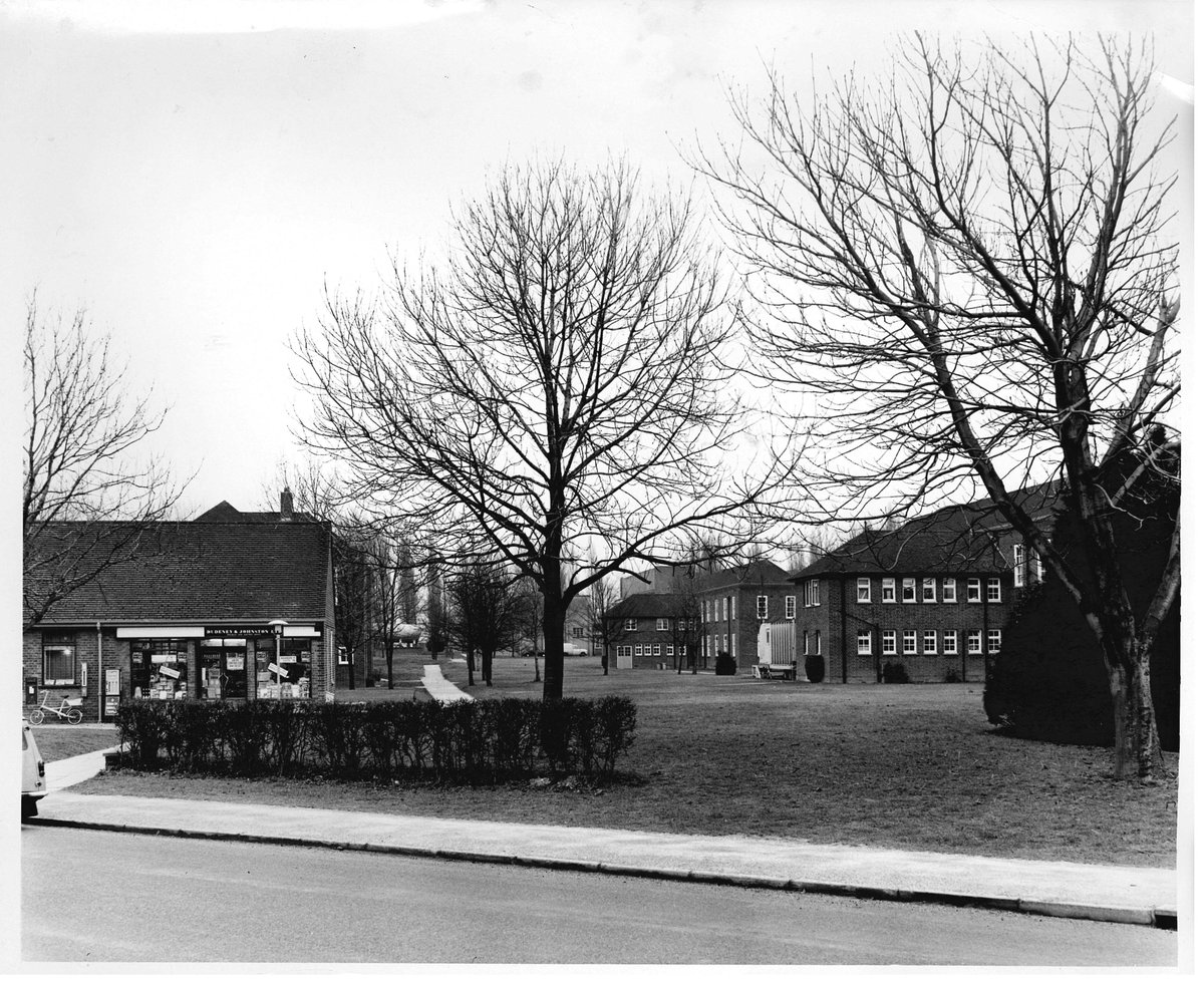 This picture from our Archive, taken in 1967, shows a view of the parade of shops on Central Avenue before the tennis courts were built. There was a grocer's shop where the Research Students Corner is now sited. #ThrowbackThursday #CranfieldPhotoArchive