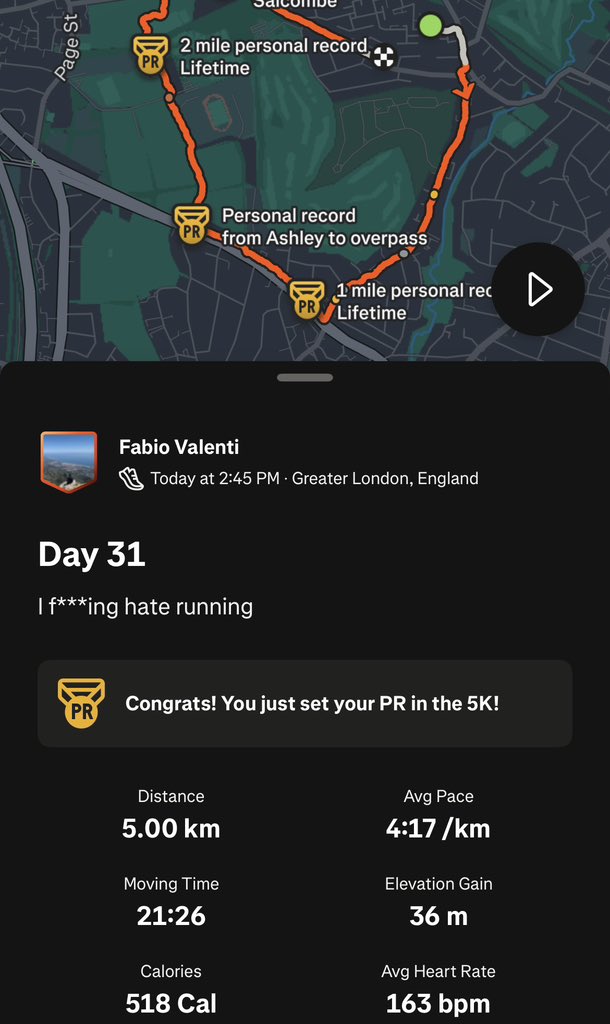 So that’s 5km everyday in July completed, all for a great cause. 
There’s still time to donate…

justgiving.com/page/billerica…

<a href="/BTFC/">Billericay Town FC</a> 
<a href="/mccann2507/">Gary McCann</a> 
<a href="/dannygreen_7/">Danny Green</a> 
<a href="/JackPatmore_/">Jack Patmore</a> 
<a href="/ProstateUK/">Prostate Cancer UK</a>