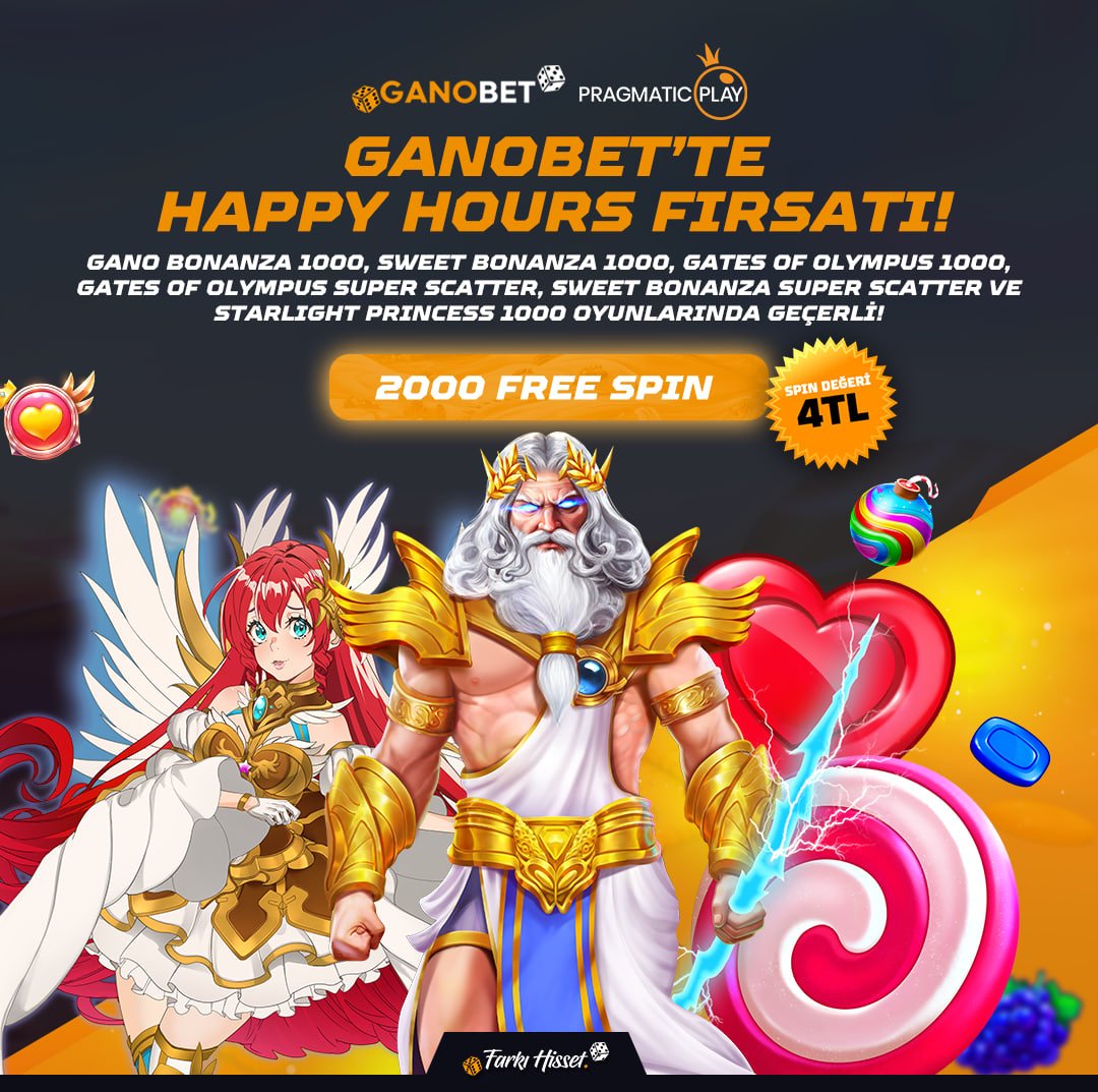 GANOBET İLE  HAPPY HOURS FIRSATI!

 31 Temmuz Perşembe günü, Free Spin fırsatlarıyla dolu özel bir gün seni bekliyor!

 Sweet Bonanza 1000, Gates of Olympus 1000 ve daha fazlasında;

 4TL değerinde 2000 Free Spin’e kadar kazanma şansı seni bekliyor!