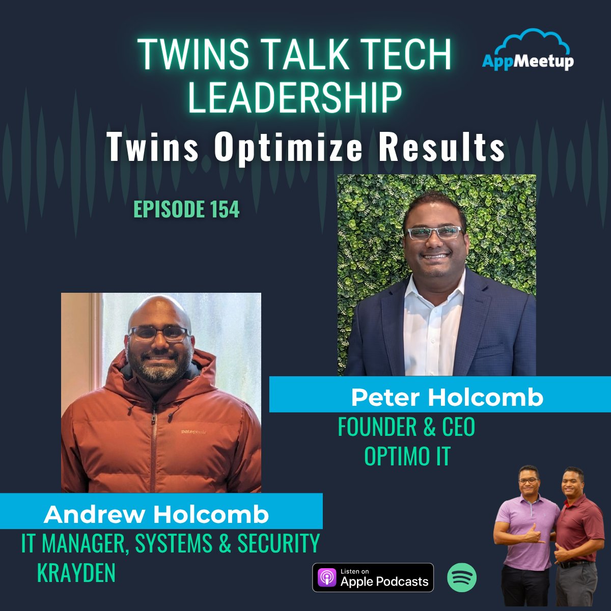 🚀 Not everyone can have a twin… but it doesn’t mean you can’t win.   Twins Peter &amp; Andrew Holcomb touch on how peer groups, mentors, and strategic partners can be the key to helping you optimize your potential.  🎧 Spotify tinyurl.com/bp78mwze  Apple tinyurl.com/2mcamzmj