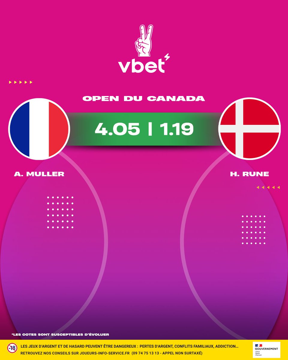 Alexandre Muller veut sa place en 8e de finale de l'Open du Canada 🇫🇷

Mais pour ça, le Français va devoir se défaire Holger Rune ➡️ vbet.link/MUL-RUN