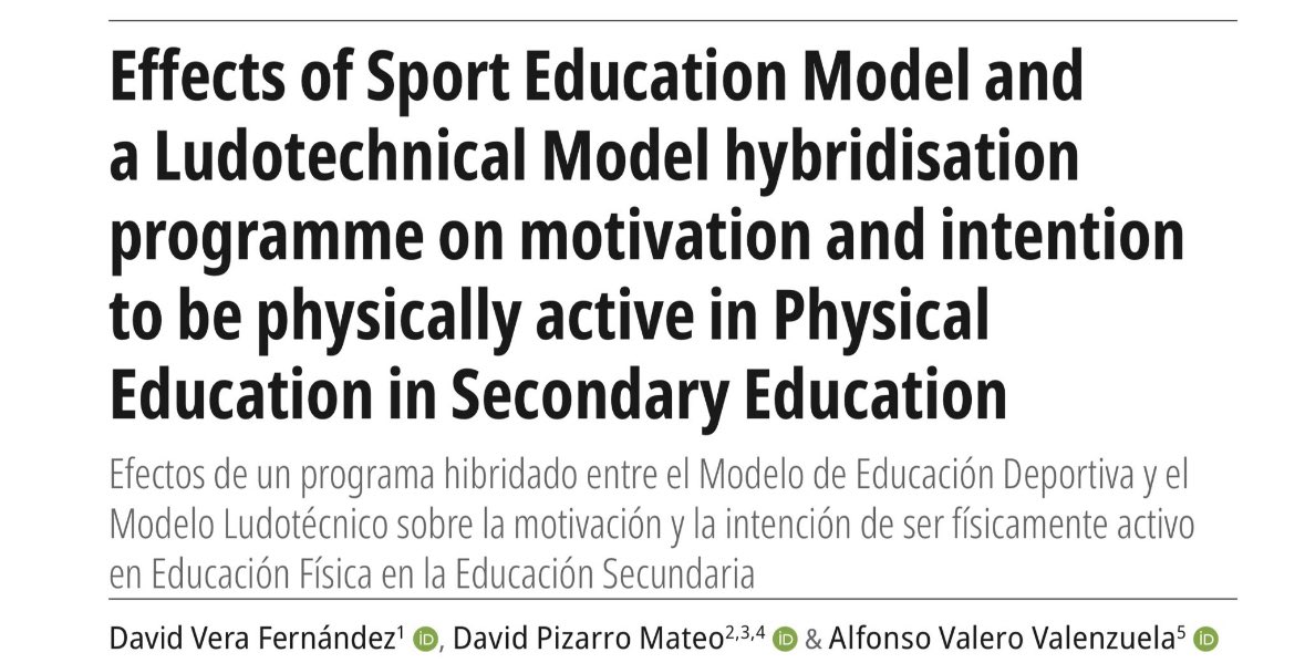 Me alegra compartir mi 1º artículo, desarrollado como parte de mi tesis, sobre los efectos de la hibridación entre el modelo Ludotécnico y el MED
Espero seguir aportando granitos de arena para mejorar la EF💪 
📄 Vera-Fernández et al. (2025)
🔗doi.org/10.30827/publi…
👇🧵