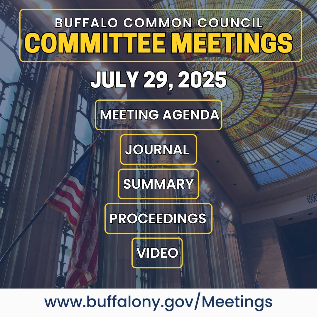 NOW AVAILABLE: The Tuesday, July 29, 2025, Buffalo Common Council committee meetings agenda, journal, summary, proceedings, and on-demand videos to watch the meetings again are now available on the City of Buffalo Meeting Portal: buffalony.iqm2.com/Citizens/calen…