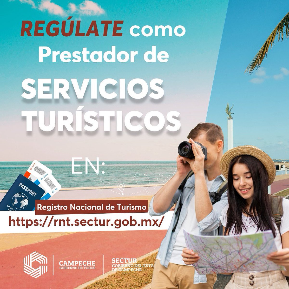Regúlate como prestador de servicios turísticos y aumenta la confianza de tus clientes.

Visita el siguiente enlace 👇
rnt.sectur.gob.mx

📞 981 127 3311 o 981 127 3303
📍 SECTUR: Calle 57 #4, entre calle 8 y 10, Col. Centro.
📧 Correo: estadisticas.sectur@campeche.gob.mx