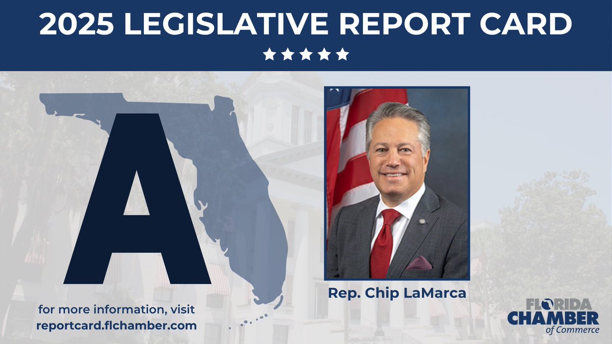 Chip LaMarca❗️ (@chiplamarca) on Twitter photo Each legislative session we convene, it is a top priory for me to continue to make Florida the #1 state for your business. We work with the <a href="/FLChamber/">Florida Chamber</a> to make regulation low and opportunity high for businesses of every size. Thank you! Each legislative session we convene, it is a top priory for me to continue to make Florida the #1 state for your business. We work with the <a href="/FLChamber/">Florida Chamber</a> to make regulation low and opportunity high for businesses of every size. Thank you!