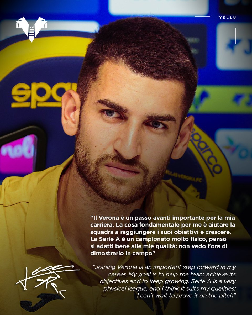 Yellu si presenta così ai microfoni gialloblù 🎙️🟨🟦

#HVFC #WeAreHellas #DaiVerona