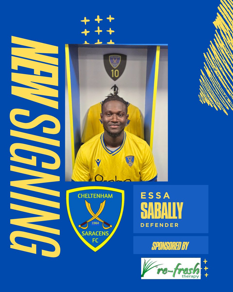 Cheltenham Saracens FC (@saracensfc) on Twitter photo Following confirmation of Essa's signing yesterday, we are delighted to confirm that he will be sponsored by <a href="/refreshtherapy1/">refreshtherapy</a> for the coming season.
Many thanks for your support. Following confirmation of Essa's signing yesterday, we are delighted to confirm that he will be sponsored by <a href="/refreshtherapy1/">refreshtherapy</a> for the coming season.
Many thanks for your support.