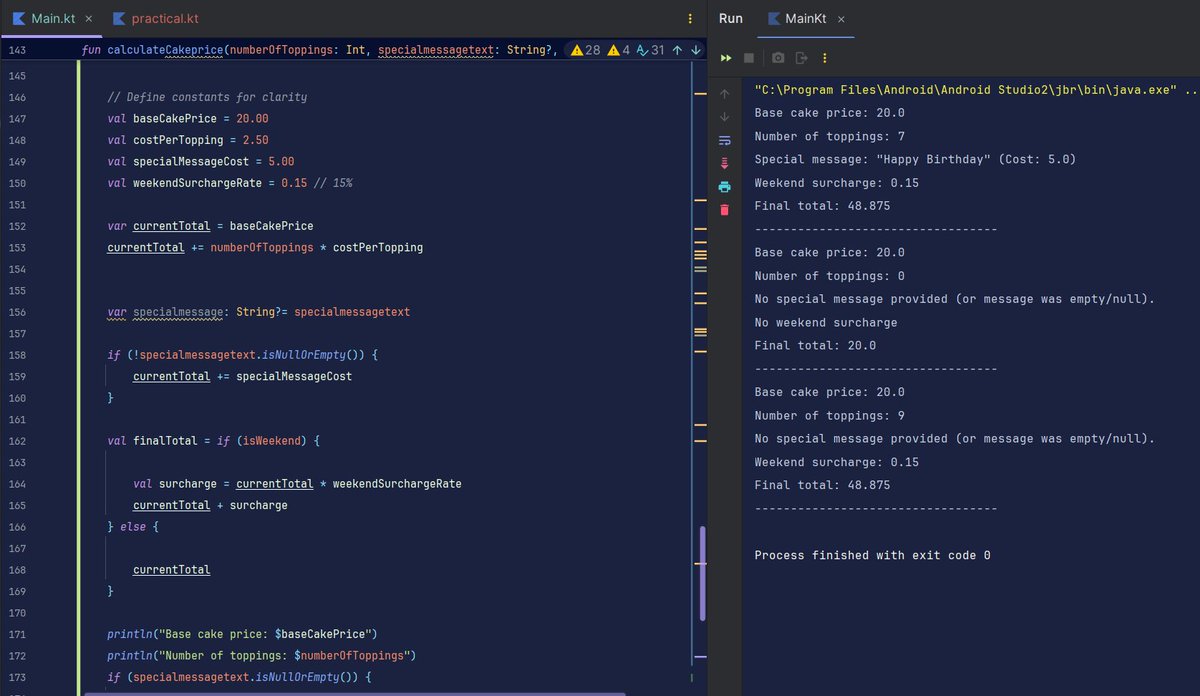 P_r_a_t_i_k_149's tweet image. Day 6 of my Kotlin journey!Mastered user input and Kotlin&apos;s null safety system today. 

The Elvis operator (?:) and safe calls (?.) are game-changers for writing robust, crash-free code.

The final challenge: an interactive discount calculator. Tough, but a huge win!
#Kotlin