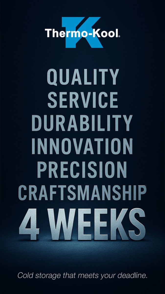 Cold storage that meets your deadline.

Why choose between quality and speed? With 65 years of craftsmanship behind us, you can get your walk-in cooler in just 4 WEEKS. 🤯

👉 Start now: hubs.li/Q03zx7rd0
#4Weeks #ThermoKool #ColdStorage