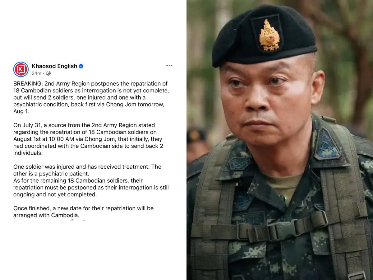 Januarywin's tweet photo. You tricked and abducted our Cambodian soldiers, now you're refusing to return them, claiming ‘interrogation isn’t finished’? What exactly are you interrogating? Their will to protect their homeland?
#ThailandStopFakeNews
#ExposeThailandLies https://t.co/5wvIrTeW14