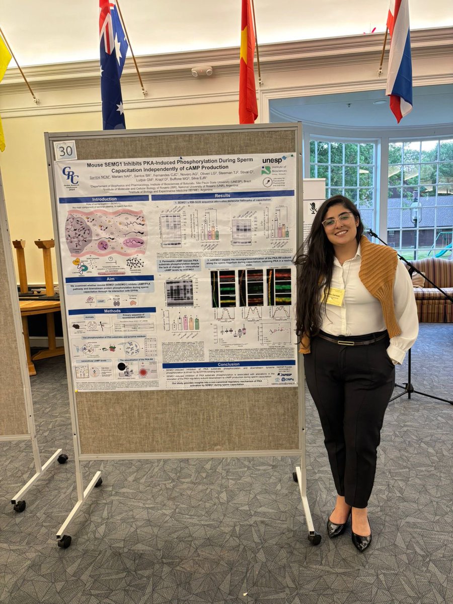 Yesterday, it was the time for our grad student <a href="/nataliacmsantos/">Natália calixto</a> to present her results on the impact of semenogelin-1 on the PKA pathway during sperm capacitation at the #GordonConference. We are so proud of her. <a href="/Unesp_Oficial/">UNESP</a> <a href="/AgencyFAPESP/">Agência FAPESP</a> #WomenInSTEM #sperm