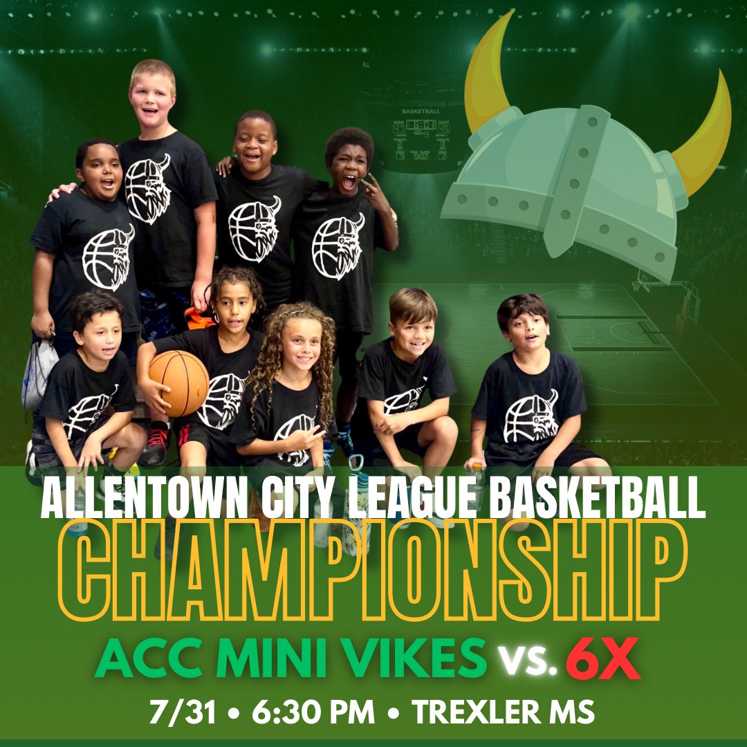 Some of our 8U tackle student athletes decided to enter the summer basketball league with our first ever Mini Vikes basketball team! They have a record of 8-1 and are going for the championship tonight. Let’s show up loud &amp; proud, Viking Nation 🤘🏼