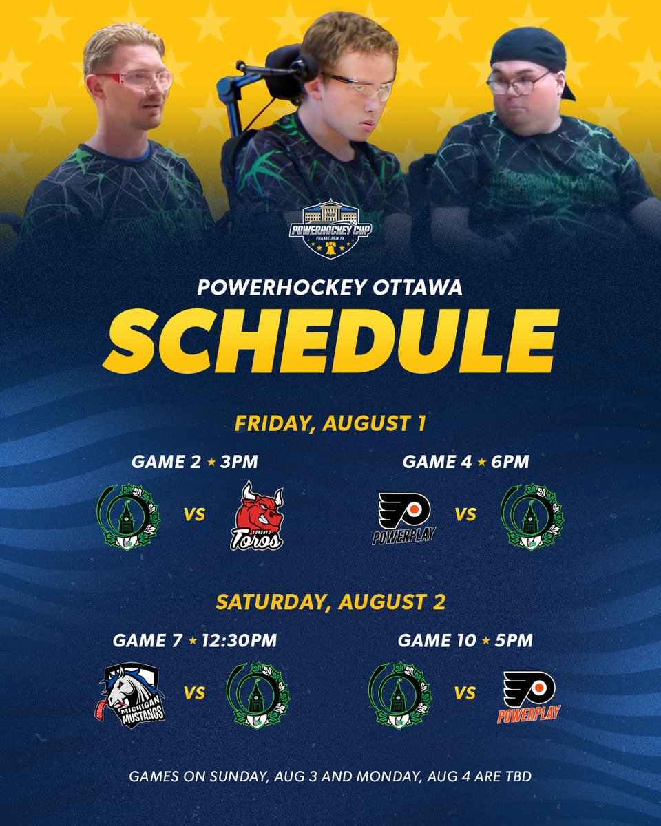 2025 Powerhockey Cup (@2025phc) on Twitter photo Find out who <a href="/PHOttawa/">PowerHockey Ottawa</a> will play against in the opening round games on Friday and Saturday.
View full schedule: powerhockeycup.com/2025/schedule/
#PlayOn | #PHC25 Find out who <a href="/PHOttawa/">PowerHockey Ottawa</a> will play against in the opening round games on Friday and Saturday.
View full schedule: powerhockeycup.com/2025/schedule/
#PlayOn | #PHC25