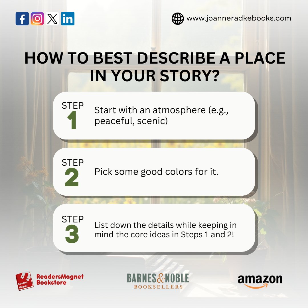 radke_joanne's tweet image. Remember, trying to pack in all the details in your story can be meaningless without something deeper!

#WritingTips #SettingTheScene #DescriptiveWriting #JoanneRadke #TheSanctuary