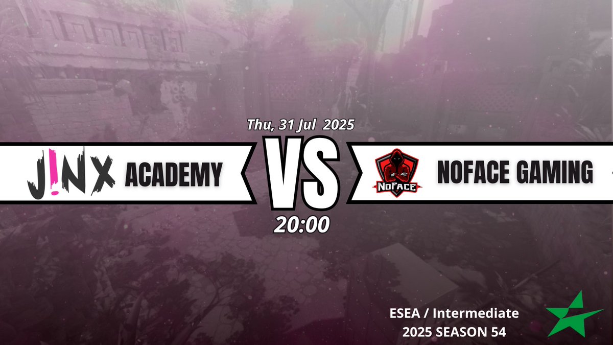 j!nX (@jinxesport) on Twitter photo GAMEDAY 🎮🔥
<a href="/ESEA/">ESEA League</a> Intermediate
Tonight at 20:00
j!nX Academy vs <a href="/NoFaceGaming_DE/">NoFace-Gaming</a>
📺 Stream: twitch.tv/papazest_
🎙️ Caster: <a href="/papazest_/">PapaZest</a>
Let’s get it! #CS2 #JinxEsport #ESEA #Gameday GAMEDAY 🎮🔥
<a href="/ESEA/">ESEA League</a> Intermediate
Tonight at 20:00
j!nX Academy vs <a href="/NoFaceGaming_DE/">NoFace-Gaming</a>
📺 Stream: twitch.tv/papazest_
🎙️ Caster: <a href="/papazest_/">PapaZest</a>
Let’s get it! #CS2 #JinxEsport #ESEA #Gameday