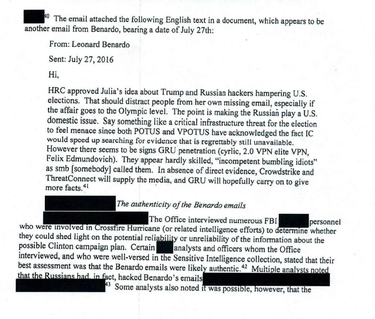 Hillary knew the Russian Hoax  was all disinformation and approved the plan. This is a screenshot from Durham's declassified Appendix.