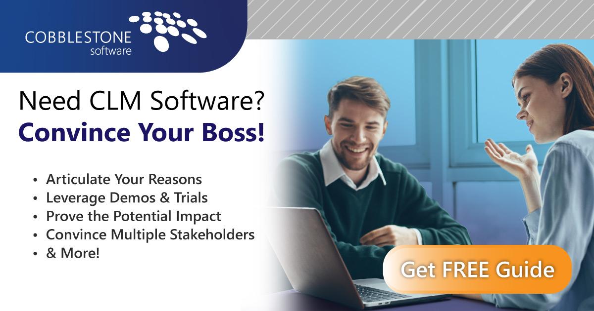 CobbleStone Software (@cobblestonecm) on Twitter photo Are YOU considering #ContractManagementSoftware, but need to convince your boss or the appropriate decision-maker to take action?
Download this free whitepaper to strategically MAKE YOUR CASE for #ContractLifecycleManagement software!
DOWNLOAD WHITEPAPER hubs.li/Q03zNztn0 Are YOU considering #ContractManagementSoftware, but need to convince your boss or the appropriate decision-maker to take action?
Download this free whitepaper to strategically MAKE YOUR CASE for #ContractLifecycleManagement software!
DOWNLOAD WHITEPAPER hubs.li/Q03zNztn0