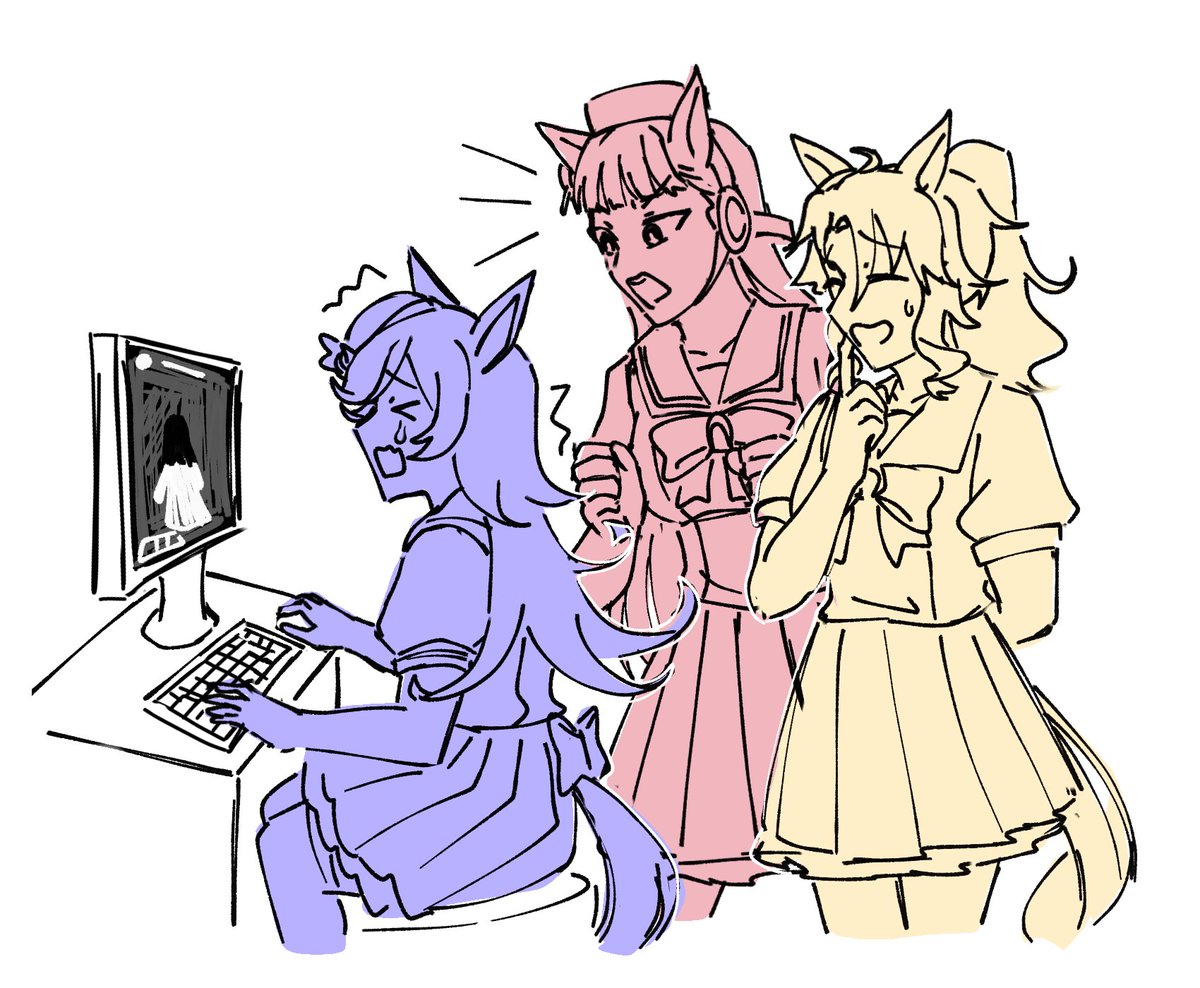 Watched a video where Golshi, Rice and Palmer were playing a horror game.
Rice was so cute 😭
#umamusume