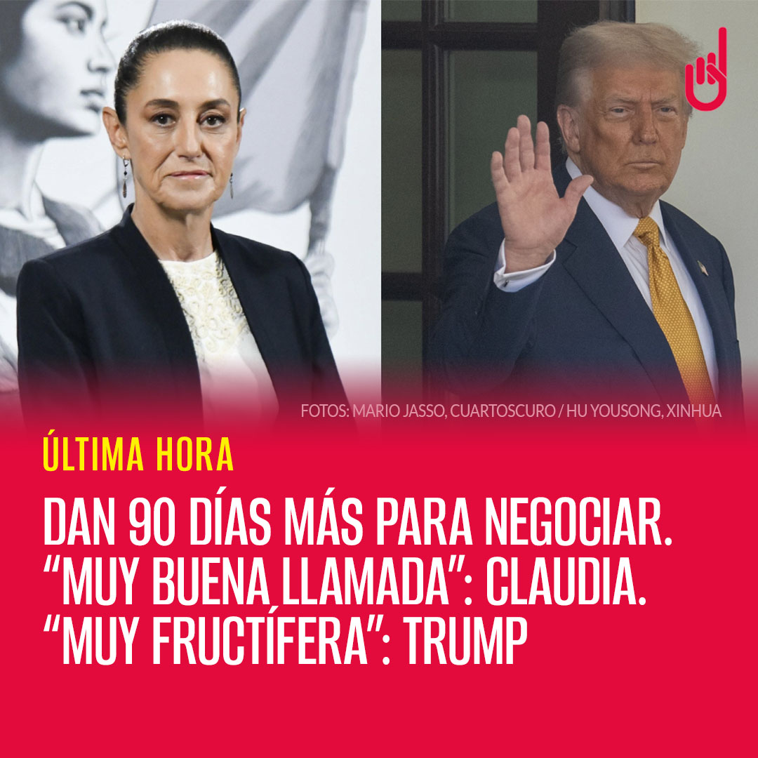❗️ #ÚltimaHora ¬ "Tuvimos una muy buena llamada con el Presidente de Estados Unidos, Donald Trump. Evitamos el aumento de aranceles anunciado para mañana y logramos 90 días para construir un acuerdo de largo plazo a partir del diálogo", informó la Presidenta Sheinbaum a través de