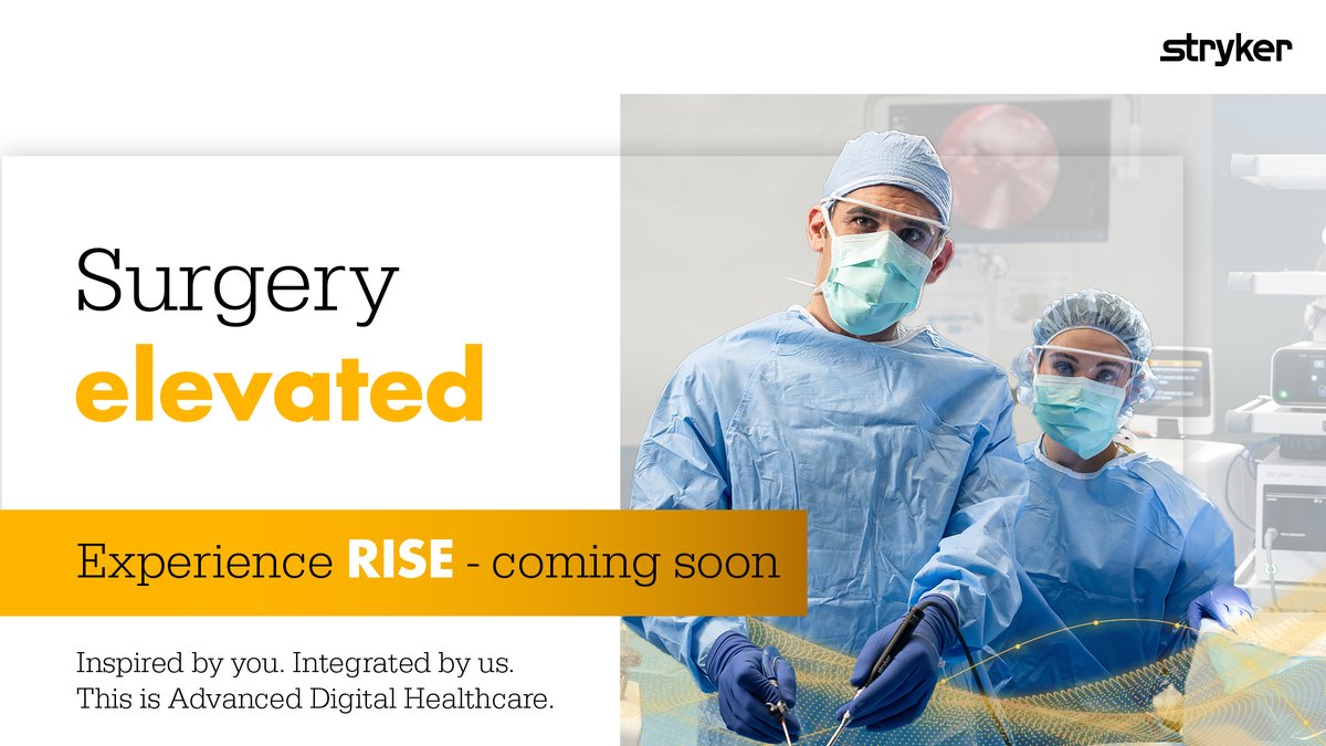 Stryker Endoscopy (@strykerendo) on Twitter photo Designed to create a better surgical experience for you and your team... An integrated OR built with you in mind. RISE. Stay tuned.... #ComingSoon
This ad is intended for healthcare professionals in the United States only.
1937000 Designed to create a better surgical experience for you and your team... An integrated OR built with you in mind. RISE. Stay tuned.... #ComingSoon
This ad is intended for healthcare professionals in the United States only.
1937000
