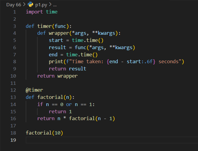 AnshumanSparsh's tweet photo. ✅ Day 66 / 100 – #100DaysOfCode
Today was all about Python's magic:
🌀 Wrote retry & timer decorators
🔁 Memoized Fibonacci with closures
📦 Built a functional pipeline
📂 Repo: https://t.co/ycyco3ggjk
#Python #BuildInPublic #100DOC #Decorators https://t.co/sJ1aCube8W