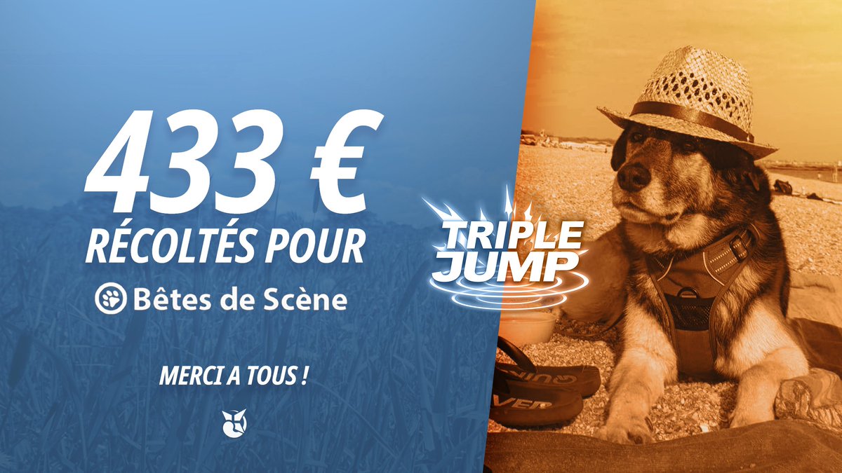 Team Askalonn (@teamaskalonn) on Twitter photo 🐶🐱on a un peu de retard, certes...
Mais grâce à votre participation, c'est pas moins de 433€ que le TRIPLE JUMP a récolté pour <a href="/BdsRennes_/">Bêtes De Scène Rennes</a>
🥳🥳🥳
Un grand merci à toutes les personnes ayant participées ! 🐶🐱on a un peu de retard, certes...
Mais grâce à votre participation, c'est pas moins de 433€ que le TRIPLE JUMP a récolté pour <a href="/BdsRennes_/">Bêtes De Scène Rennes</a>
🥳🥳🥳
Un grand merci à toutes les personnes ayant participées !