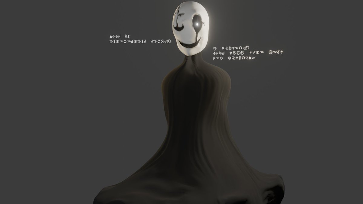 A little bit of a 'behind the scenes' post, here's some of the things I made for that last render. Out of everything, I enjoyed making that 'spade tower' the most. I absolutely love that thing. 

Making [HIM] was also fun too. If you're bored, you can translate the wingdings..
