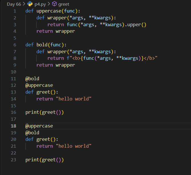 AnshumanSparsh's tweet photo. ✅ Day 66 / 100 – #100DaysOfCode
Today was all about Python's magic:
🌀 Wrote retry & timer decorators
🔁 Memoized Fibonacci with closures
📦 Built a functional pipeline
📂 Repo: https://t.co/ycyco3ggjk
#Python #BuildInPublic #100DOC #Decorators https://t.co/sJ1aCube8W